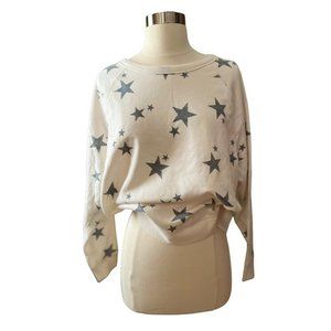 Grayson Threads Cream and Gray-Green Stars Raglan Sleeved Cropped Pullover Sweat